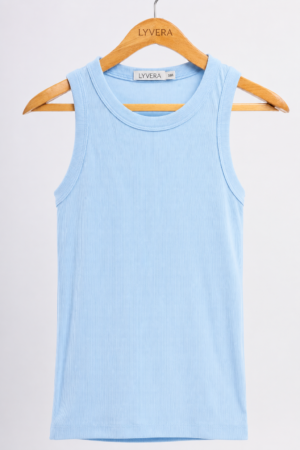 LYVERA BABY BLUE SLEEVLESS TOP (COTTON 95%)