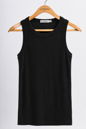 LYVERA BLACK SLEEVLESS TOP (COTTON 95%)