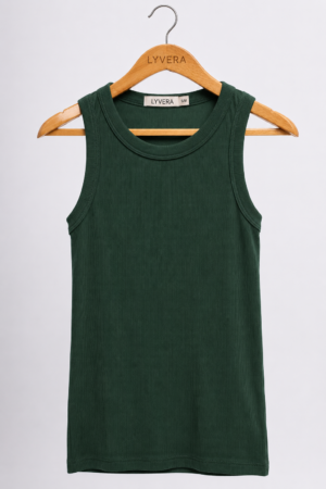 LYVERA Dark Green SLEEVLESS TOP (COTTON 95%)