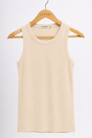 LYVERA BEIGE SLEEVLESS TOP (COTTON 95%)