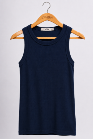 LYVERA DARK BLUE SLEEVLESS TOP (COTTON 95%)