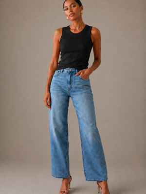 LYVERA BLACK SLEEVLESS TOP