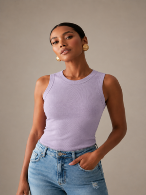 LYVERA DIGI LAVENDER SLEEVLESS TOP