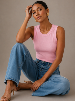 LYVERA PINK SLEEVLESS TOP
