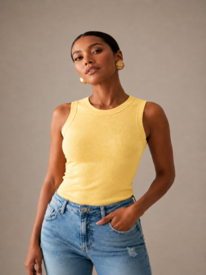 LYVERA YELLOW SLEEVLESS TOP