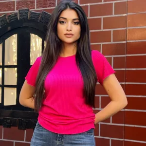 Hudo Pink Short-Sleeve Turkish Rip Top