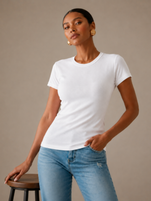 White Short-Sleeve Derby Cotton Top