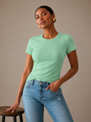 Mint Short-Sleeve Derby Cotton Top