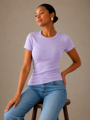 Lavander Short-Sleeve Derby Cotton Top