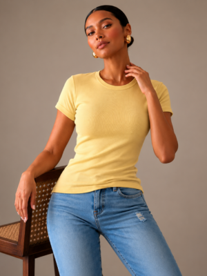 Yellow Short-Sleeve Derby Cotton Top