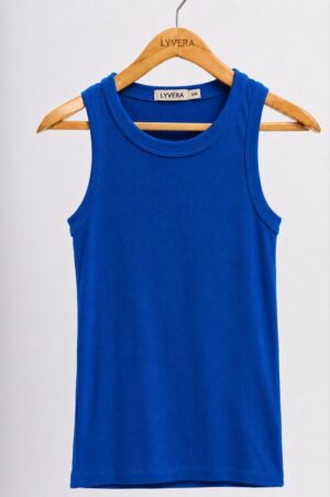 LYVERA BLUE SLEEVLESS TOP (COTTON 95%)