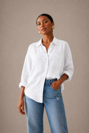 WHITE LINEN CHEMISE ONE SIZE (55-85KG