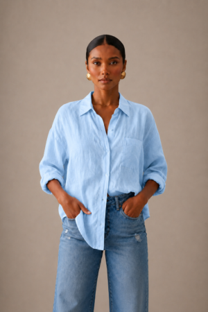 BABY BLUE LINEN CHEMISE ONE SIZE (55-85KG)
